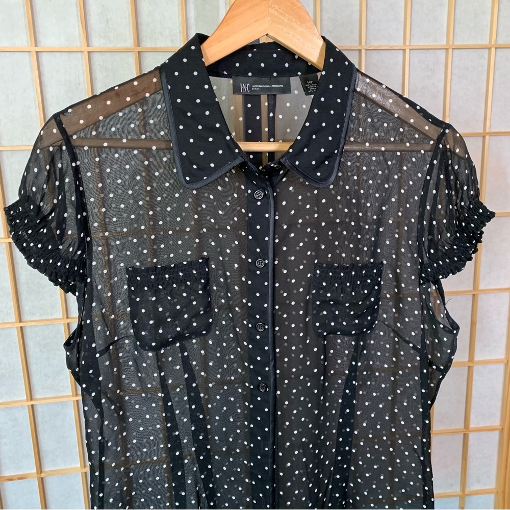 INC International Concepts Sheer Silk Blouse - Picture 2 of 5